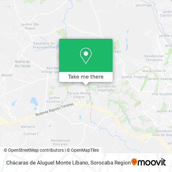 Chácaras de Aluguel Monte Líbano map