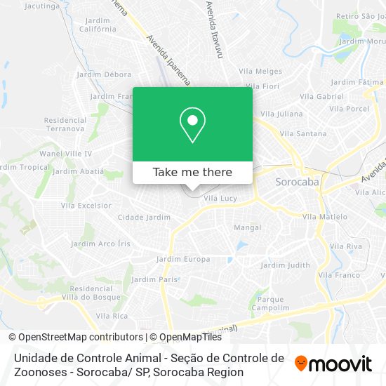 Unidade de Controle Animal - Seção de Controle de Zoonoses - Sorocaba/ SP map