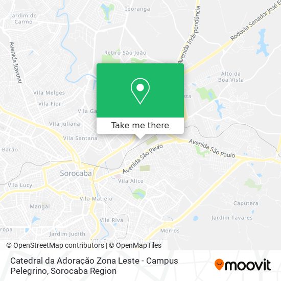 Mapa Catedral da Adoração Zona Leste - Campus Pelegrino