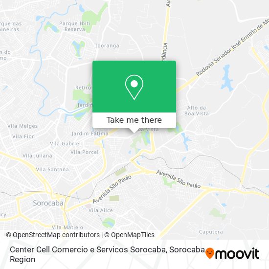 Mapa Center Cell Comercio e Servicos Sorocaba