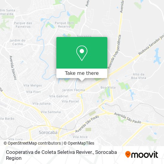 Mapa Cooperativa de Coleta Seletiva Reviver.