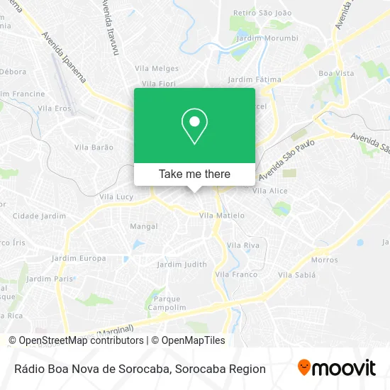 Rádio Boa Nova de Sorocaba map