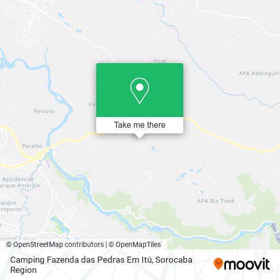 Mapa Camping Fazenda das Pedras Em Itú