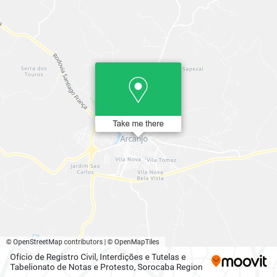 Ofício de Registro Civil, Interdições e Tutelas e Tabelionato de Notas e Protesto map