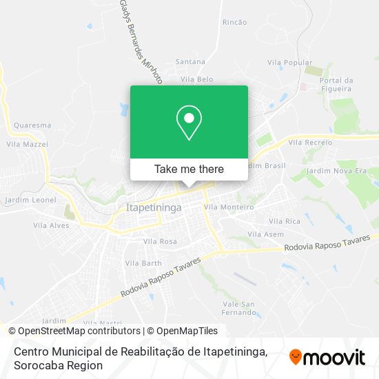 Mapa Centro Municipal de Reabilitação de Itapetininga