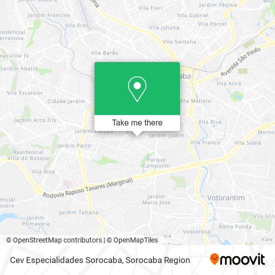 Cev Especialidades Sorocaba map