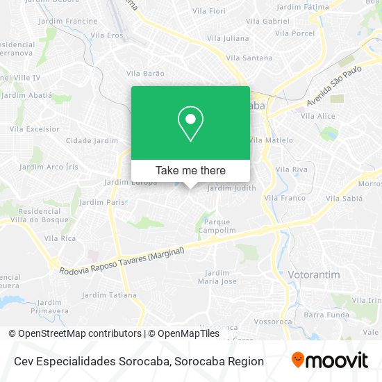 Mapa Cev Especialidades Sorocaba