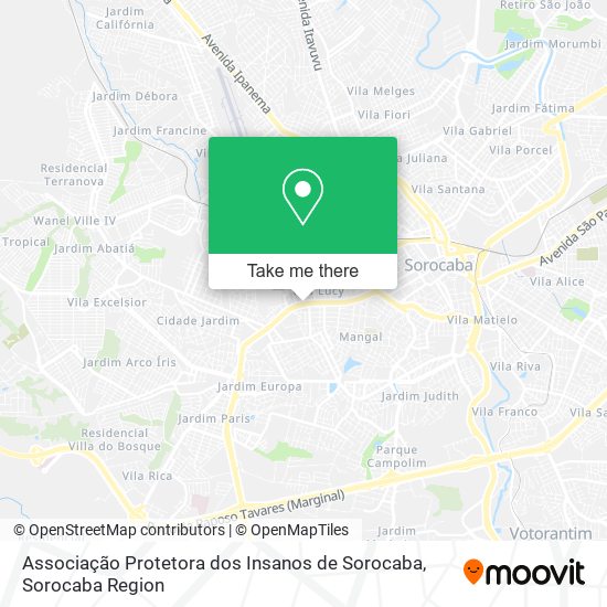 Mapa Associação Protetora dos Insanos de Sorocaba