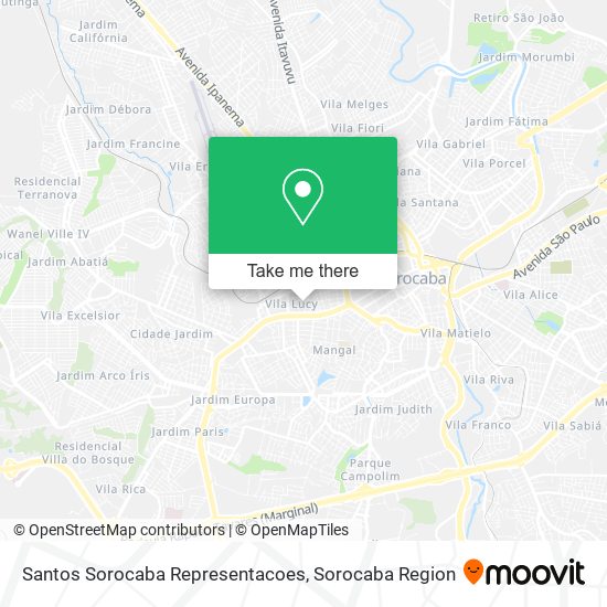 Santos Sorocaba Representacoes map