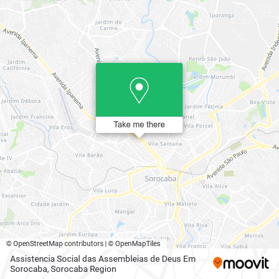 Assistencia Social das Assembleias de Deus Em Sorocaba map