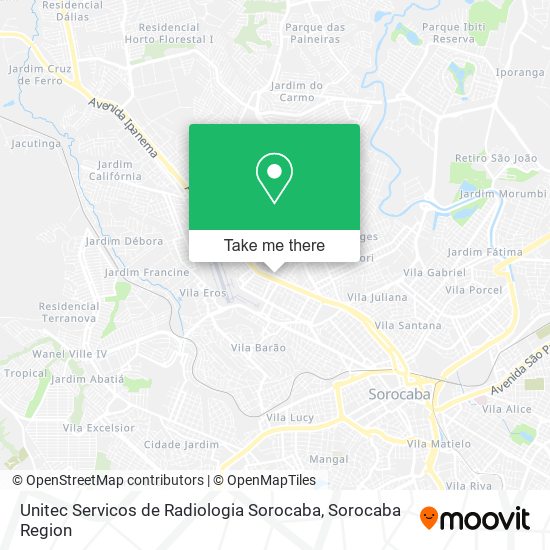 Mapa Unitec Servicos de Radiologia Sorocaba