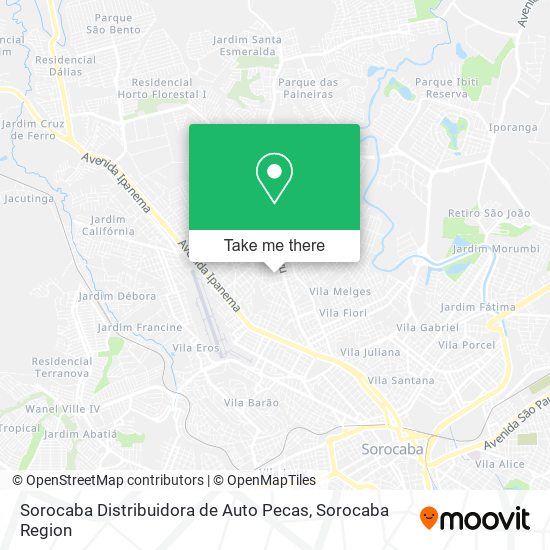 Sorocaba Distribuidora de Auto Pecas map