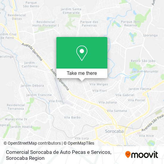 Mapa Comercial Sorocaba de Auto Pecas e Servicos