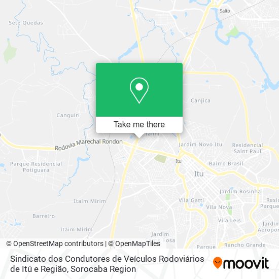 Sindicato dos Condutores de Veículos Rodoviários de Itú e Região map