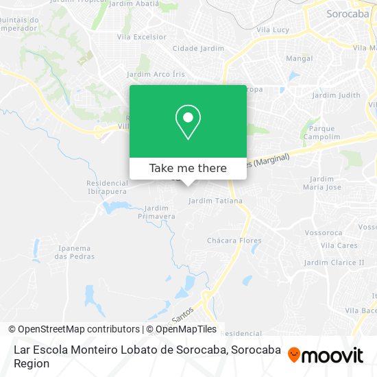 Mapa Lar Escola Monteiro Lobato de Sorocaba