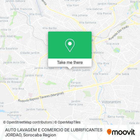 Mapa AUTO LAVAGEM E COMERCIO DE LUBRIFICANTES JORDAO