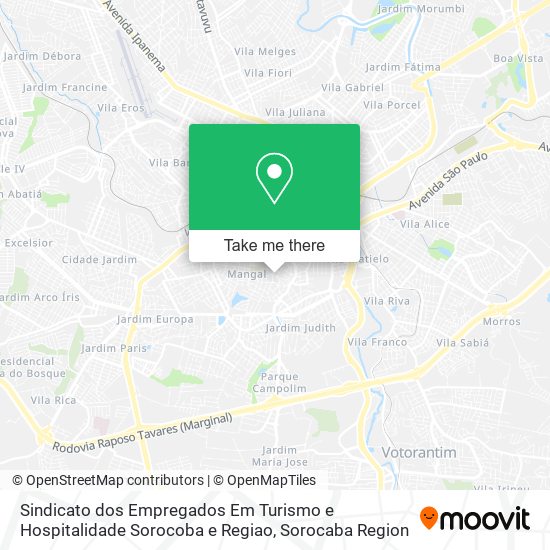 Sindicato dos Empregados Em Turismo e Hospitalidade Sorocoba e Regiao map