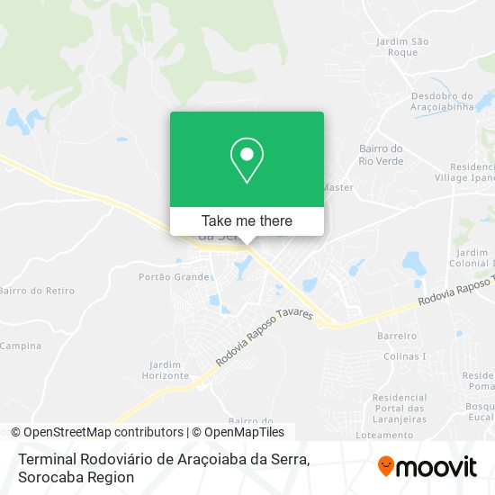 Mapa Terminal Rodoviário de Araçoiaba da Serra