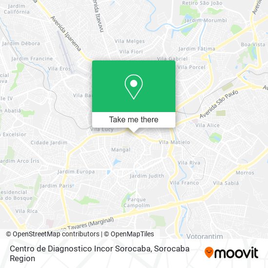 Mapa Centro de Diagnostico Incor Sorocaba