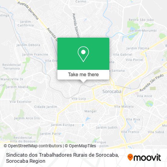 Mapa Sindicato dos Trabalhadores Rurais de Sorocaba