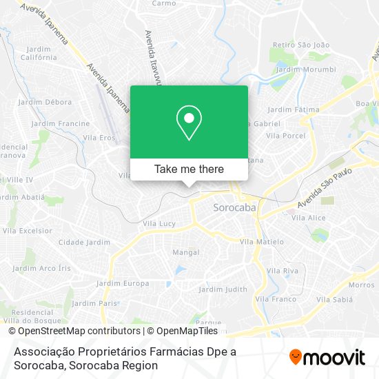 Mapa Associação Proprietários Farmácias Dpe a Sorocaba