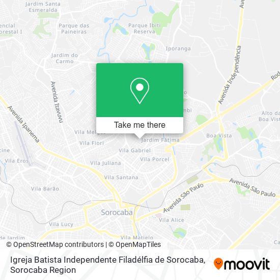 Mapa Igreja Batista Independente Filadélfia de Sorocaba