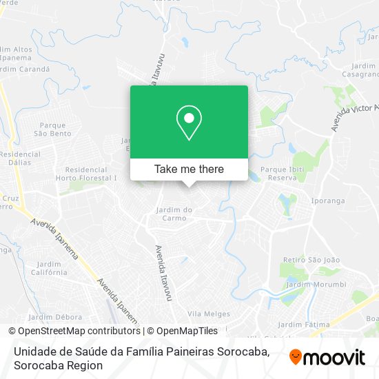 Mapa Unidade de Saúde da Família Paineiras Sorocaba