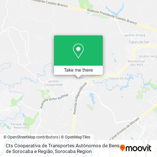 Mapa Cts Cooperativa de Transportes Autônomos de Bens de Sorocaba e Região