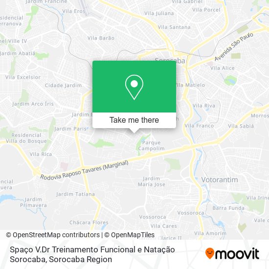 Mapa Spaço V.Dr Treinamento Funcional e Natação Sorocaba