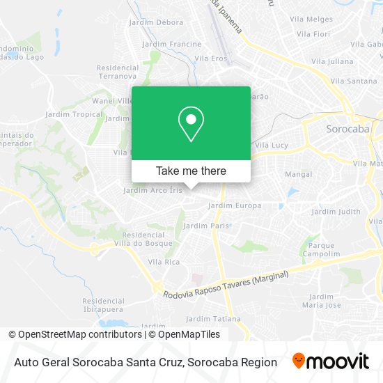 Auto Geral Sorocaba Santa Cruz map