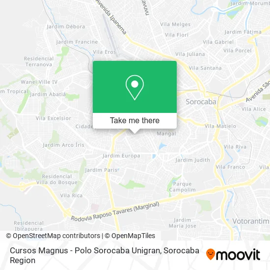 Cursos Magnus - Polo Sorocaba Unigran map