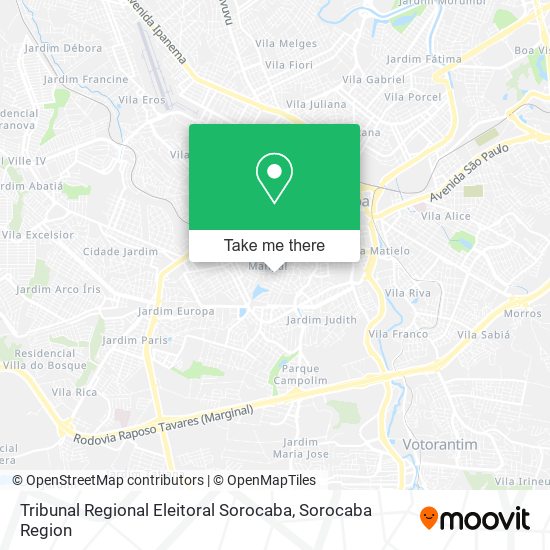 Mapa Tribunal Regional Eleitoral Sorocaba