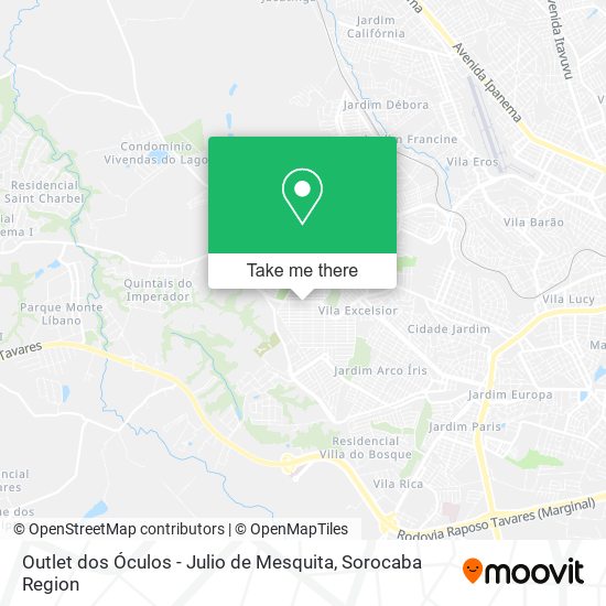Mapa Outlet dos Óculos - Julio de Mesquita