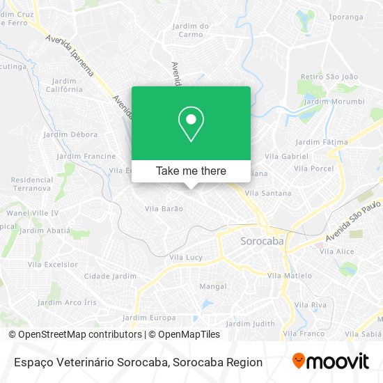 Mapa Espaço Veterinário Sorocaba