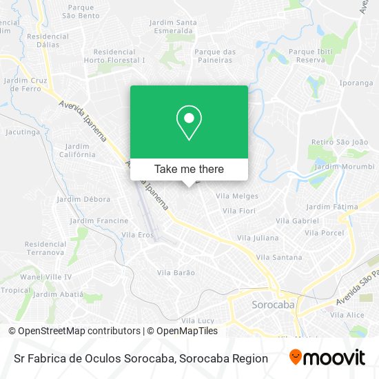 Mapa Sr Fabrica de Oculos Sorocaba