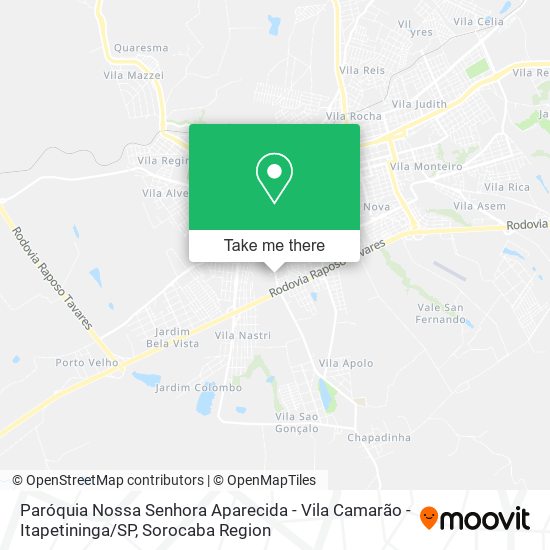 Paróquia Nossa Senhora Aparecida - Vila Camarão - Itapetininga / SP map