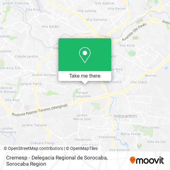 Cremesp - Delegacia Regional de Sorocaba map