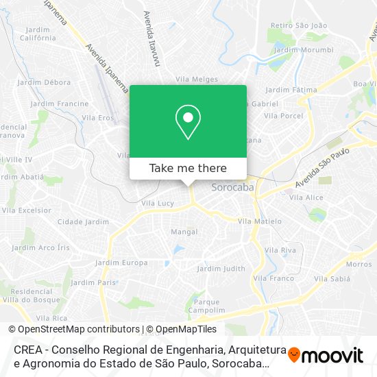 Mapa CREA - Conselho Regional de Engenharia, Arquitetura e Agronomia do Estado de São Paulo