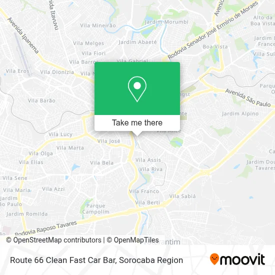 Route 66 Clean Fast Car Bar map
