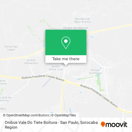 Onibus Vale Do Tiete Boituva - Sao Paulo map