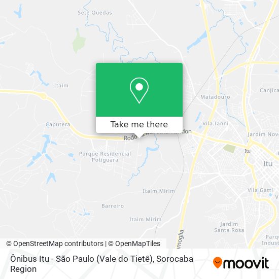 Ônibus Itu - São Paulo (Vale do Tietê) map