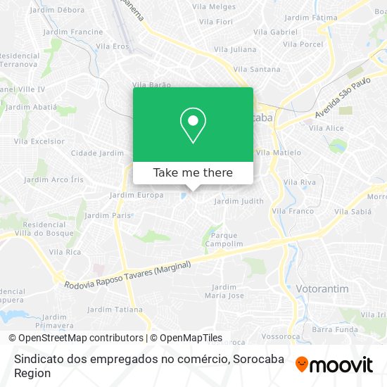 Mapa Sindicato dos empregados no comércio