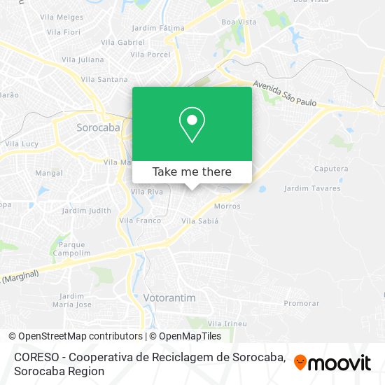 Mapa CORESO - Cooperativa de Reciclagem de Sorocaba