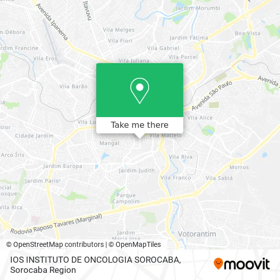 IOS  INSTITUTO DE ONCOLOGIA SOROCABA map