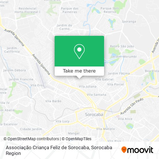 Mapa Associação Criança Feliz de Sorocaba