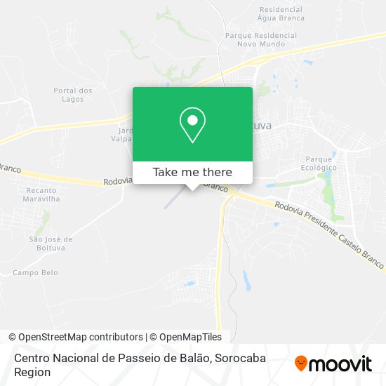 Mapa Centro Nacional de Passeio de Balão