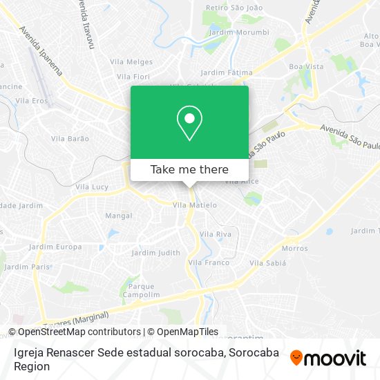 Igreja Renascer Sede estadual sorocaba map