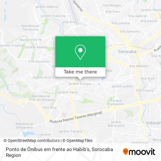 Mapa Ponto de Ônibus em frente ao Habib's