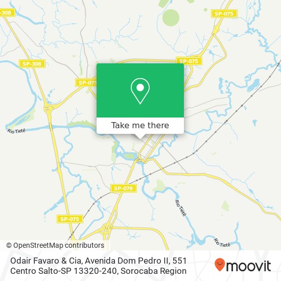 Mapa Odair Favaro & Cia, Avenida Dom Pedro II, 551 Centro Salto-SP 13320-240