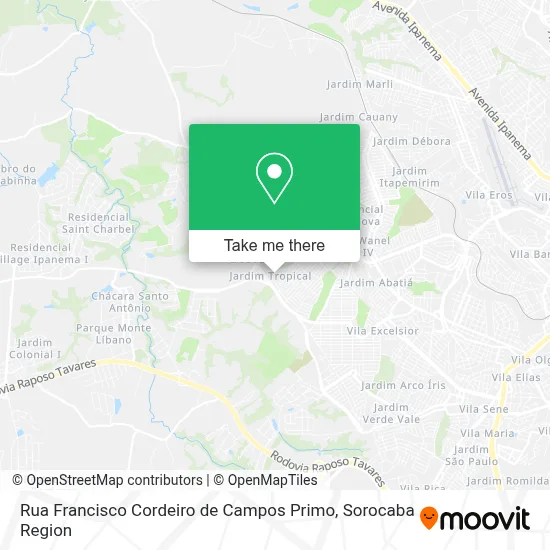 Rua Francisco Cordeiro de Campos Primo map